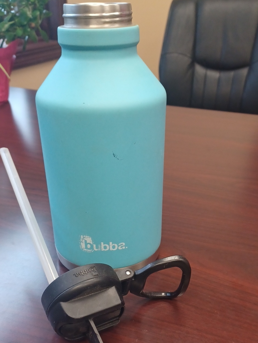 Aqua Blue Insulated Bottle Jug with Straw Lid